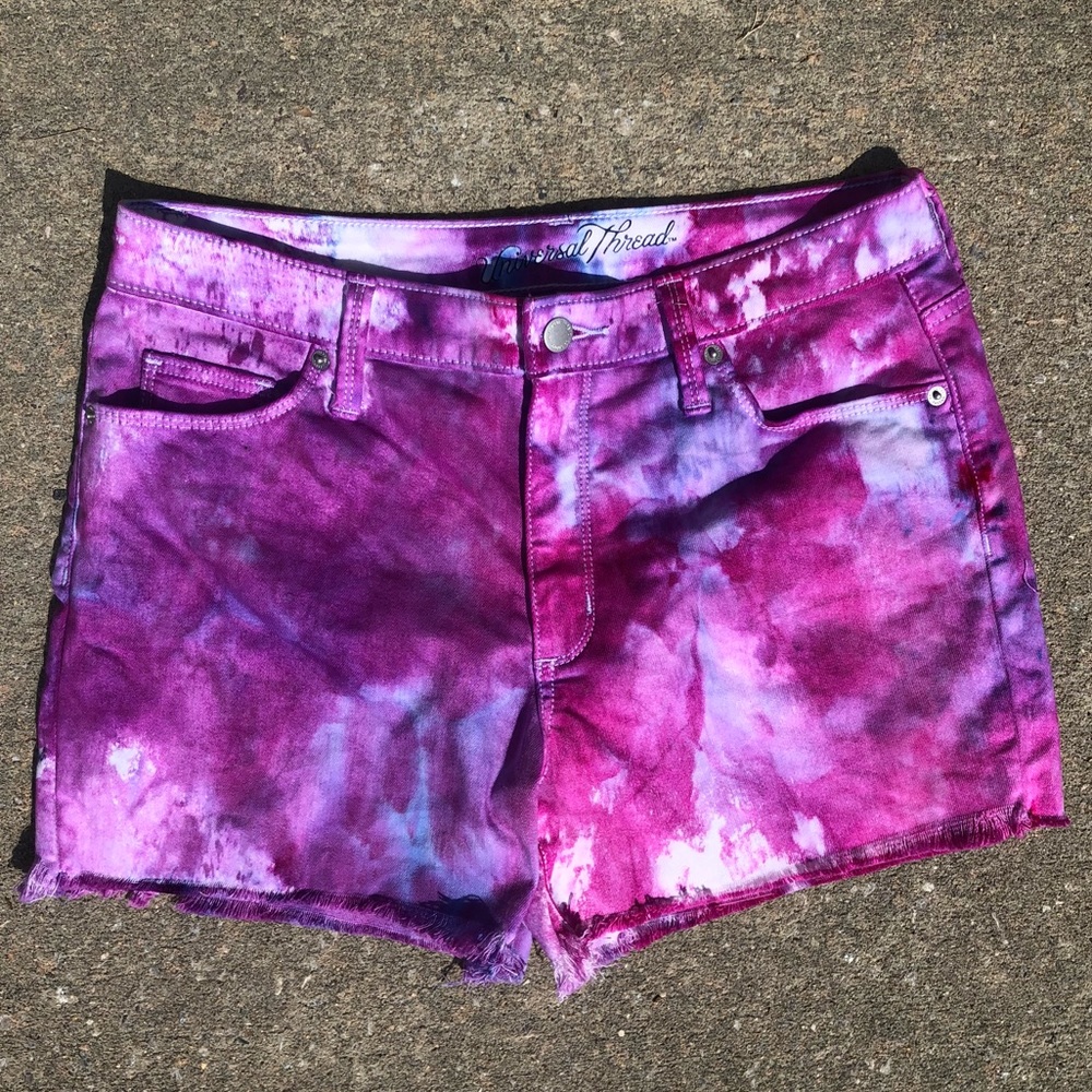 Hand Dyed High Rise Denim Shorts